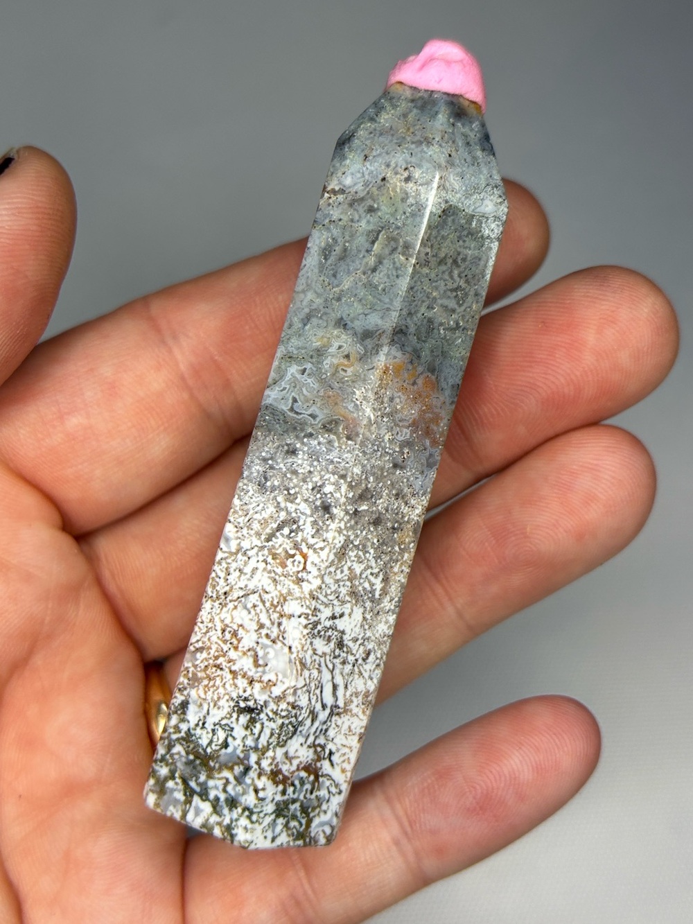 Crazy lace agate Crystal Point - Decorative tower